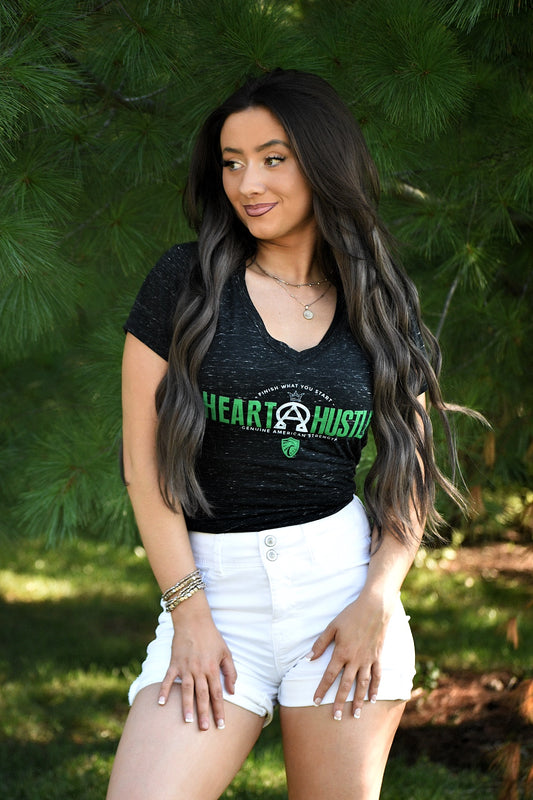 HEART & HUSTLE LADIES V-NECK TEE