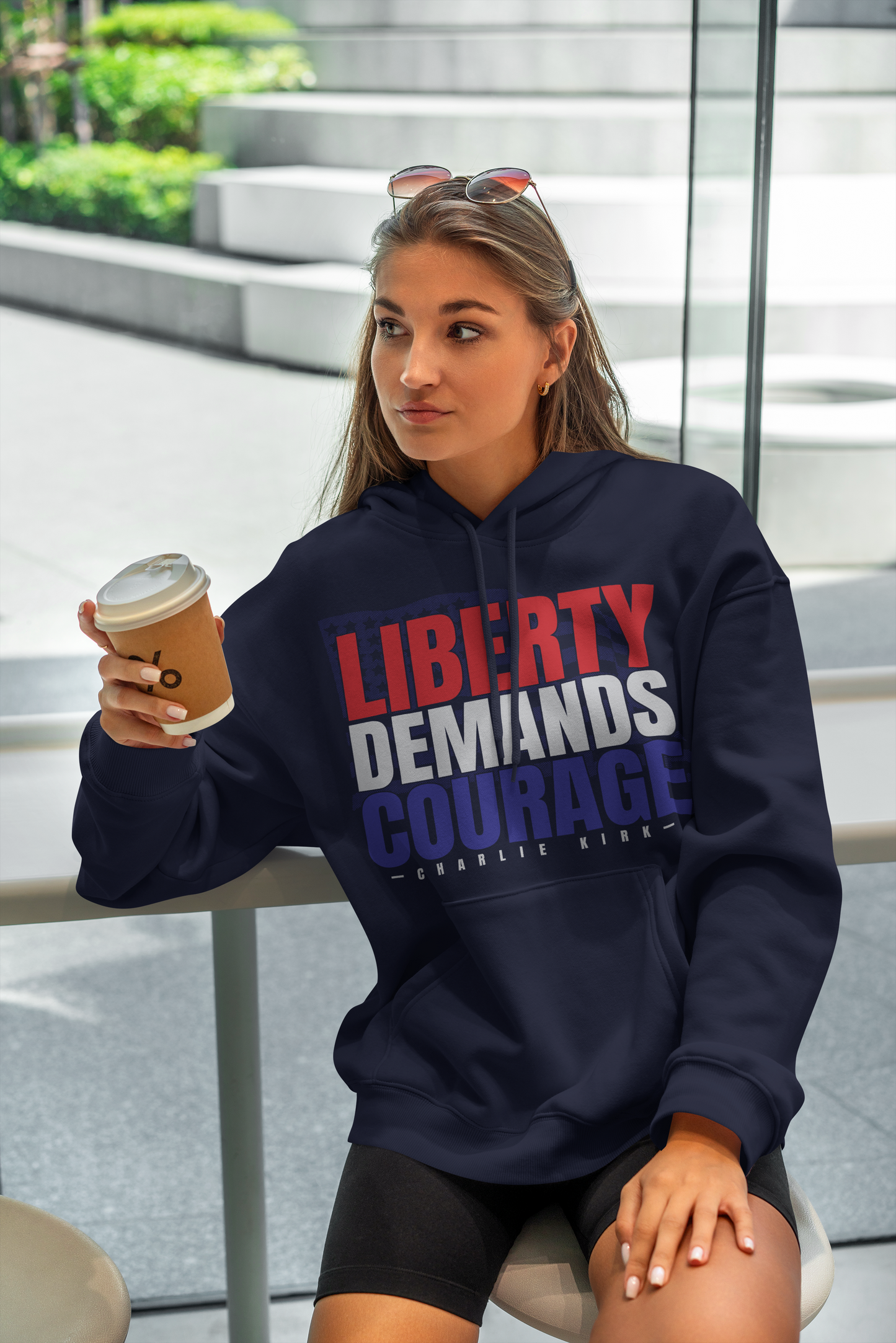 LIBERTY DEMANDS COURAGE Unisex Hooded Sweatshirt