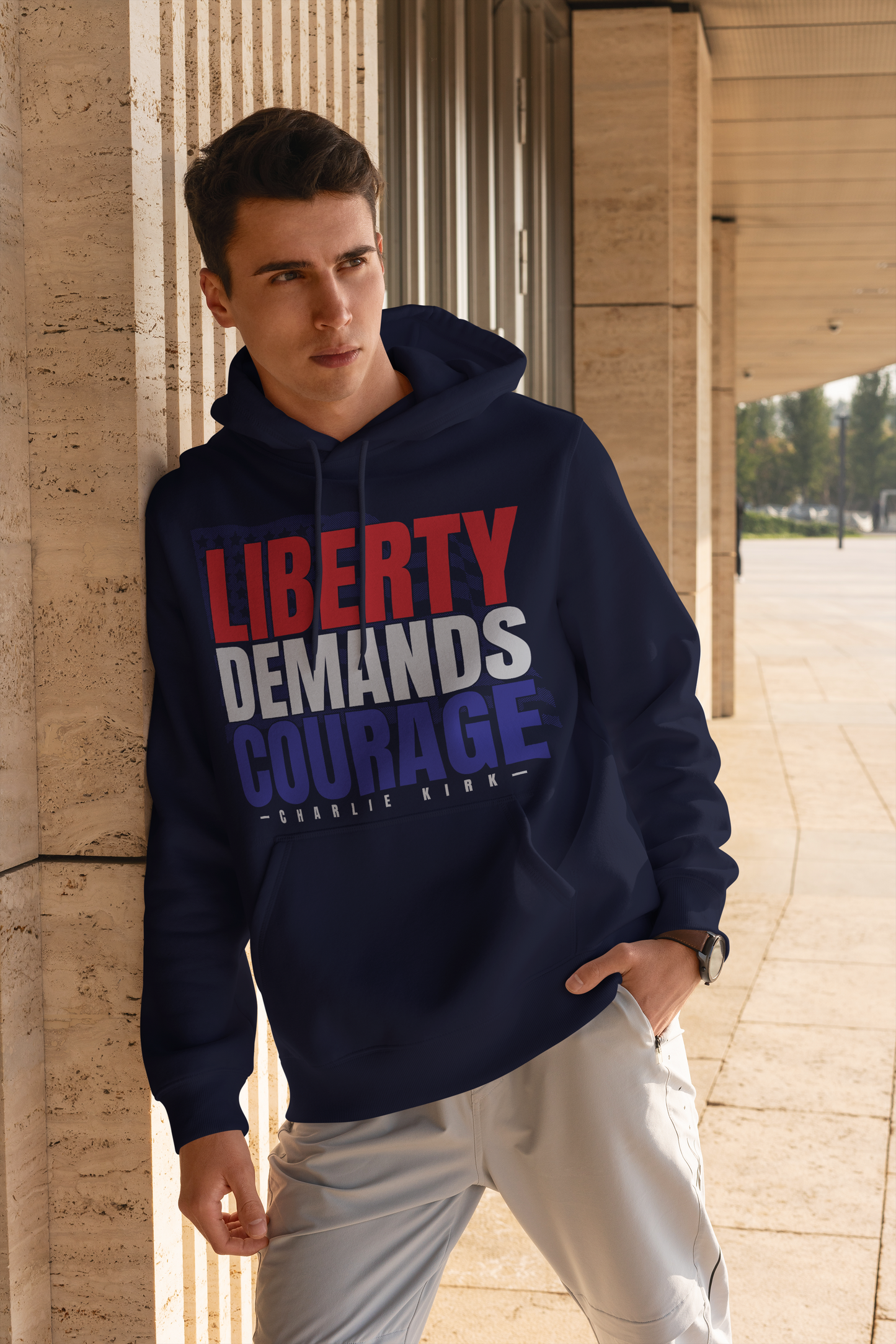 LIBERTY DEMANDS COURAGE Unisex Hooded Sweatshirt