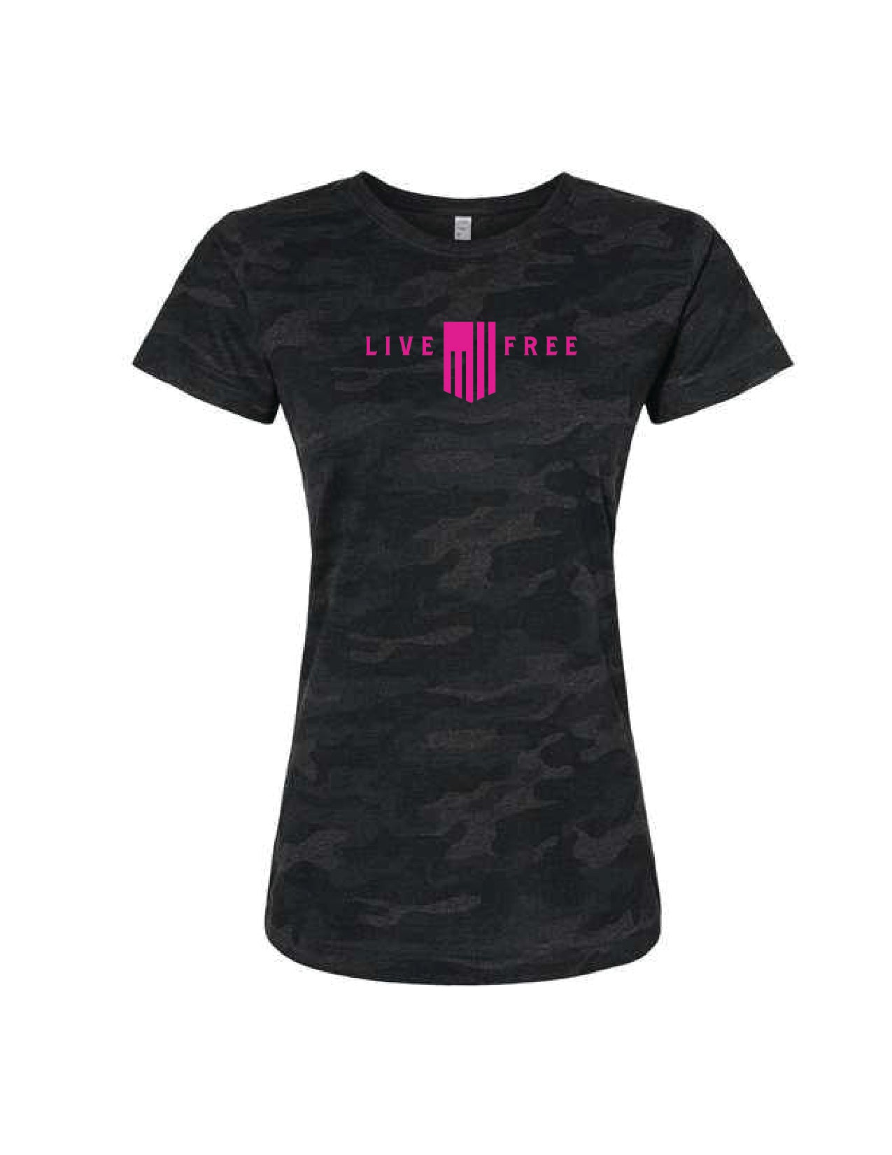 LIVE FREE STORM CAMO LADIES TEE
