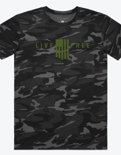 LIVE FREE BLACK CAMO MEN'S TEE