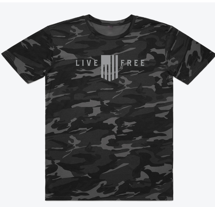 LIVE FREE BLACK CAMO MEN'S TEE