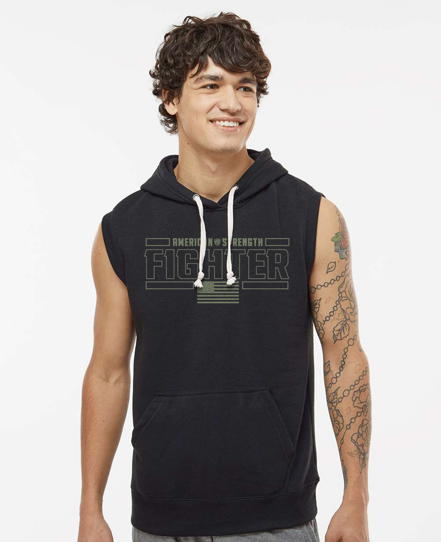 MENS FIGHTER SERIES SLEEVELESS TRIBLEND HOODIE