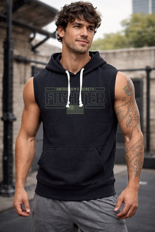 MENS FIGHTER SERIES SLEEVELESS TRIBLEND HOODIE