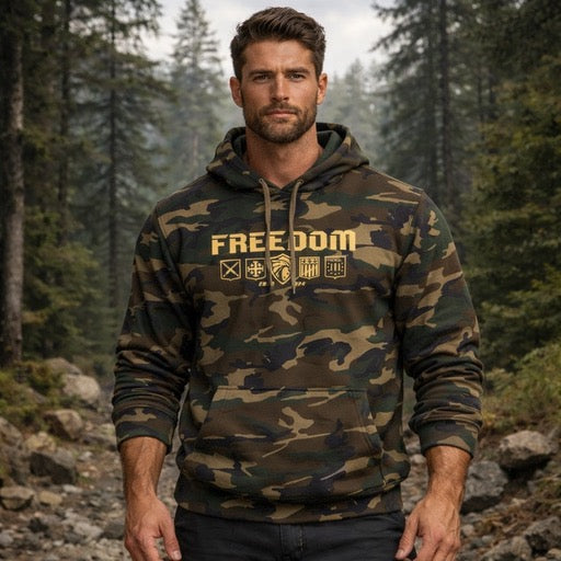 FREEDOM SHIELD PREMIUM CAMO HOODIE