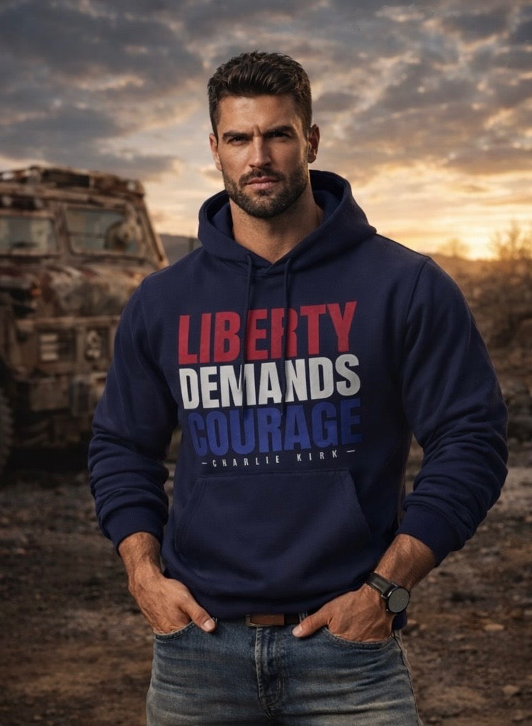 LIBERTY DEMANDS COURAGE Unisex Hooded Sweatshirt