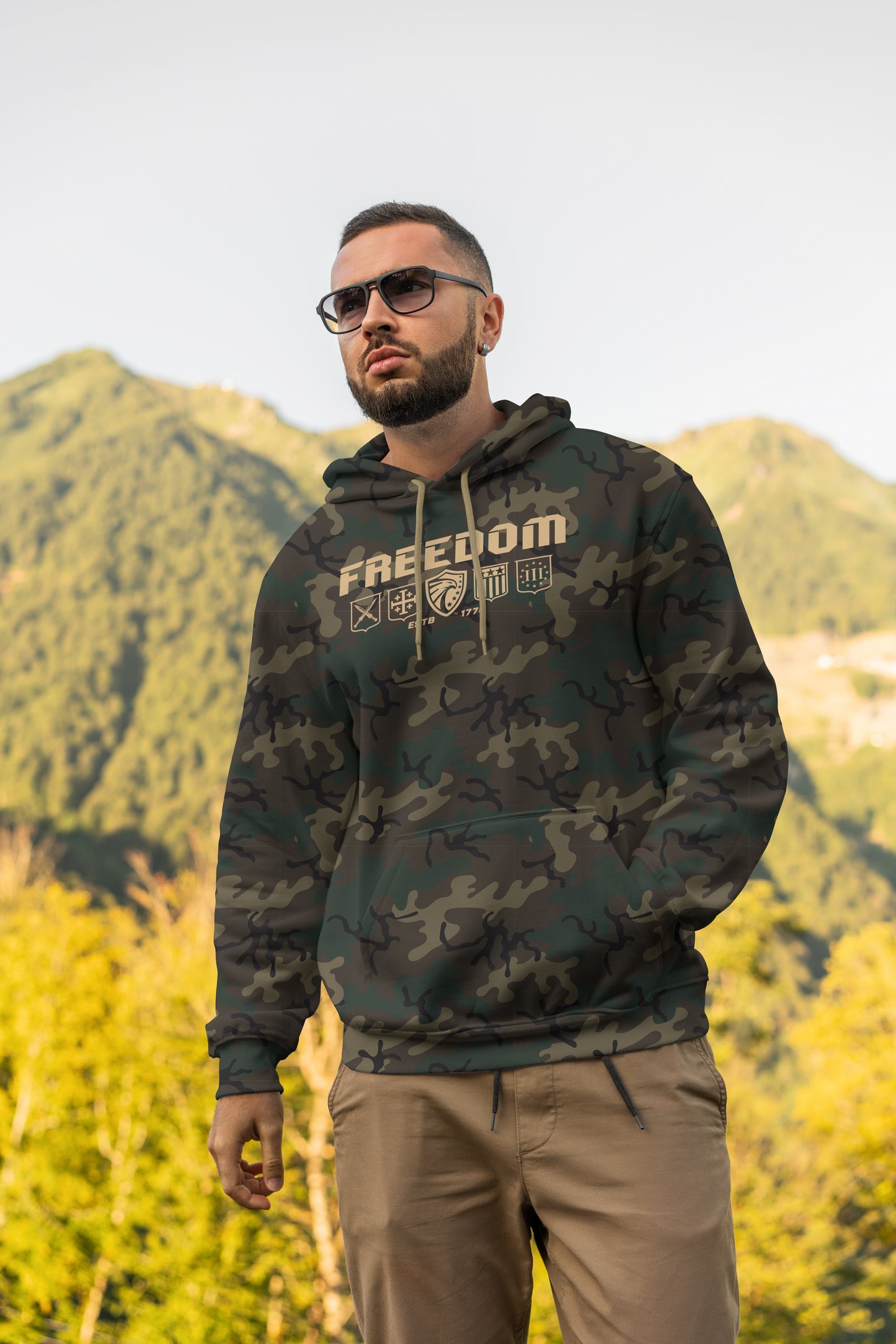 FREEDOM SHIELD PREMIUM CAMO HOODIE