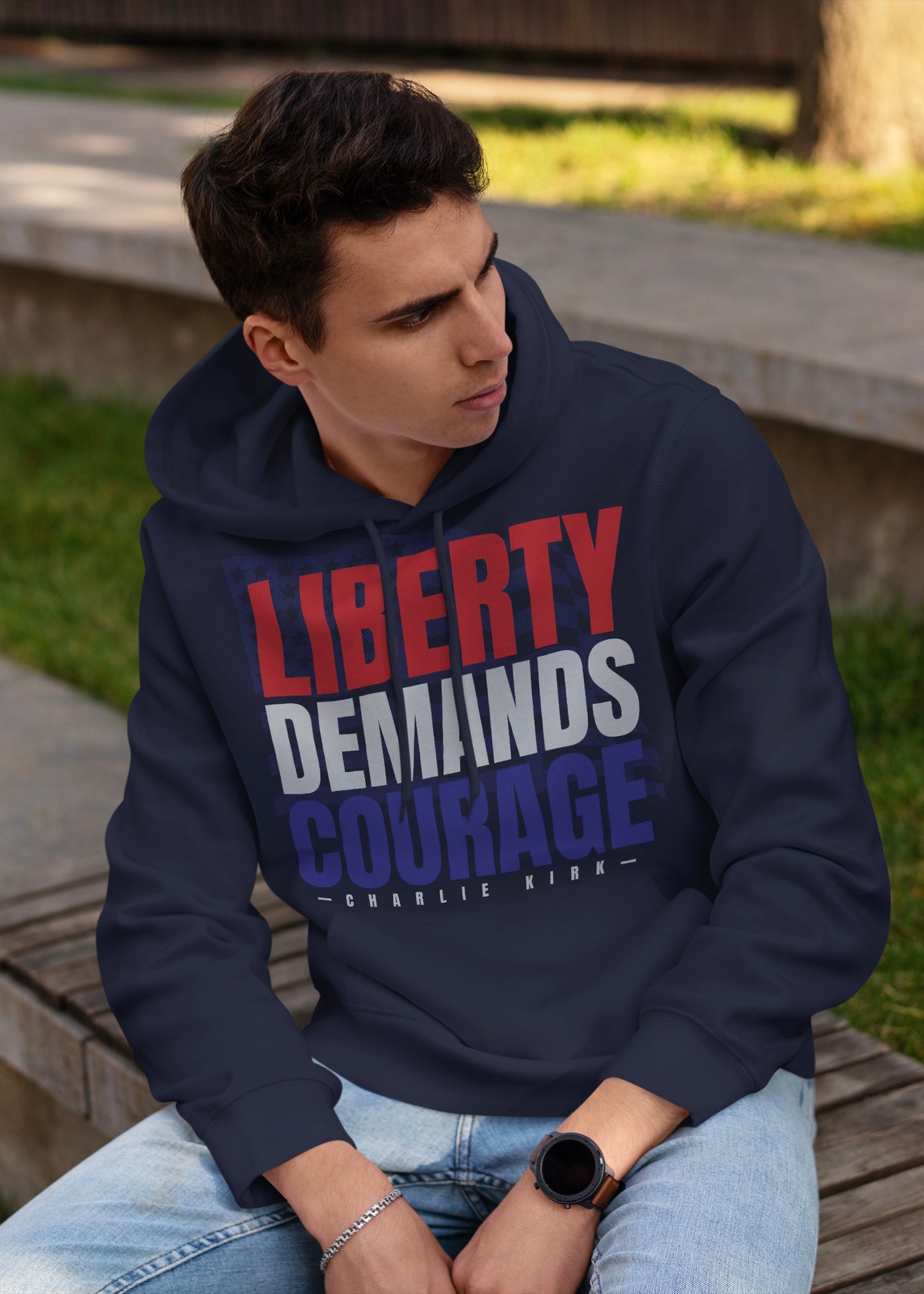 LIBERTY DEMANDS COURAGE Hooded Sweatshirt
