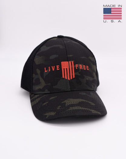 LIVE FREE BLACK MULTICAM CAP